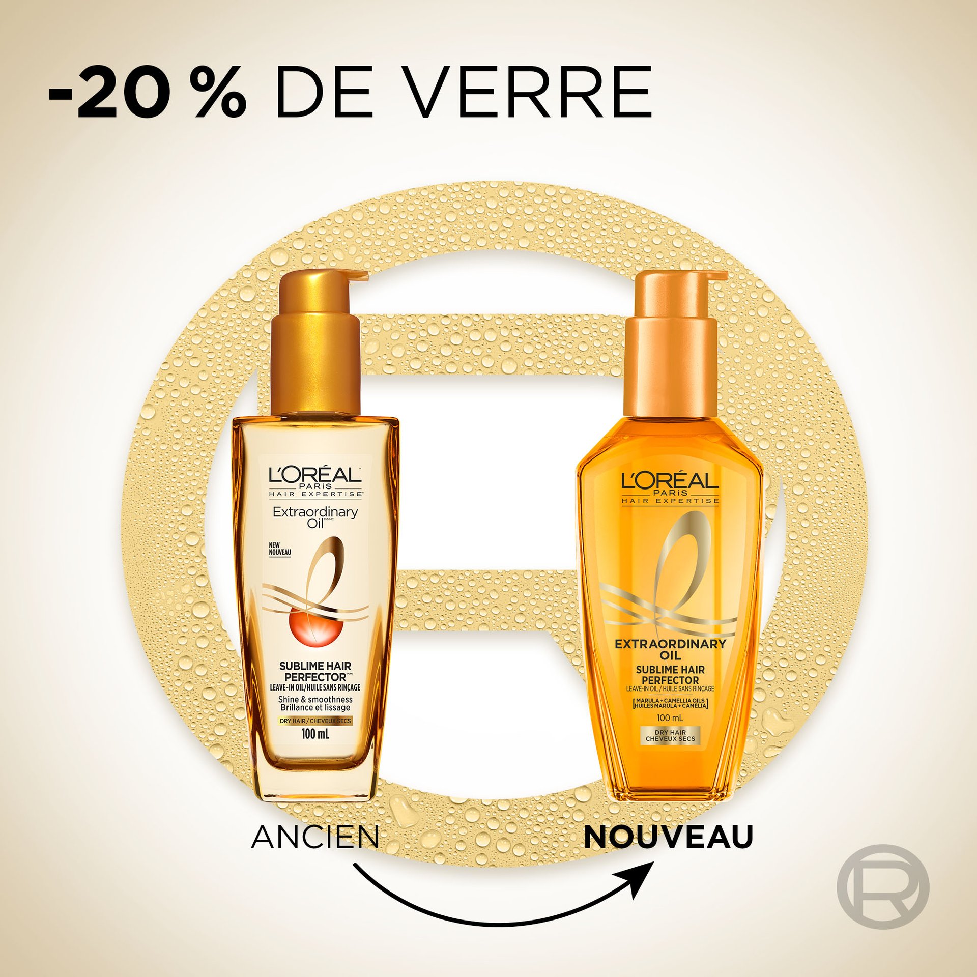 '-20% de verre avec le nouveaux pack de l'huile sublime perfector